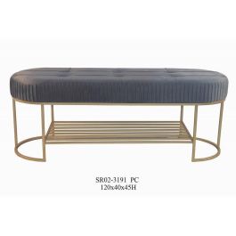 Banqueta DKD Home Decor Gris Dorado Metal 120 x 40 x 45 cm