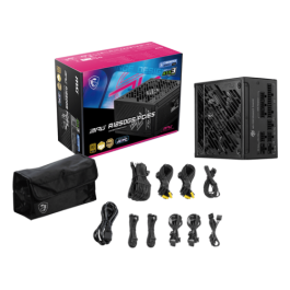 MSI MPG A1250GS PCIE5 Fuente de Alimentación ATX 1250W 80 PLUS Gold Totalmente Modular Negro, Certificado para PCIE 5.0