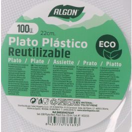 Set de 100 Platos Redondos Ecológicos de Plástico 22 cm Algon (6 Cajas) Set de 100 Platos Redondos Ecológicos de Plástico 22 cm Algon (6 Cajas)