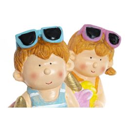 DKD Home Decor 23 x 40 x 23 cm Figura Niños Unicornio Fibra de Vidrio Rosa Azul (2 Unidades)