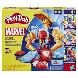 HASBRO Laboratorio de armaduras Iron Man Marvel Play-Doh para moldear plastilina, figura de acción con luces y sonidos, 227g
