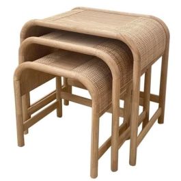 DKD Home Decor Mesitas Auxiliares Tropicales de Ratán y Abeto - Set de 3 (60x40x57 cm) Precio: 227.89000003. SKU: B157CSNQFS