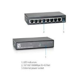 Level One Switch 8 Puertos Gigabit Ethernet 10/100/1000 Mbps, Jumbo Frames, Ahorro de Energía IEEE 802.3az