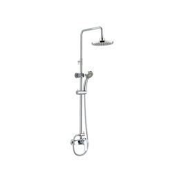 Rousseau Columna de Ducha Shenti con Grifo Monomando Mecánico, Cabezal Ø 207mm, Ducha de Mano 3 Chorros Antical, Cromo