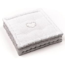 Today TOD1700239379098 Cojín de suelo HOY CHARME, Slub Chambray con Bordado Constance, 40x40x10 cm