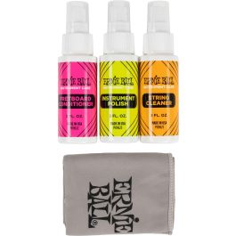 Ernie Ball Kit Mantenimiento Guitarra: Limpiador Cuerdas, Pulimento Instrumento, Acondicionador Diapasones y Gamuza Microfibra