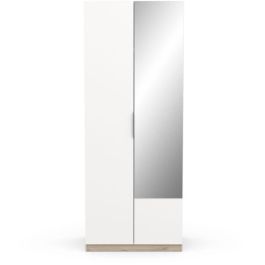 Armario GHOST - decoración roble Kronberg y blanco mate - 2 puertas + 1 espejo - L.79,4 x P.51,1 x A. 203 cm - DEMEYERE Armario GHOST - decoración roble Kronberg y blanco mate - 2 puertas + 1 espejo - L.79,4 x P.51,1 x A. 203 cm - DEMEYERE