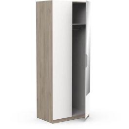 Armario GHOST - decoración roble Kronberg y blanco mate - 2 puertas + 1 espejo - L.79,4 x P.51,1 x A. 203 cm - DEMEYERE Armario GHOST - decoración roble Kronberg y blanco mate - 2 puertas + 1 espejo - L.79,4 x P.51,1 x A. 203 cm - DEMEYERE