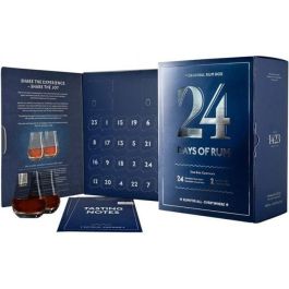 24 Días de Ron - Caja degustación de ron - Edición Azul - 24x2cl + 2 vasos