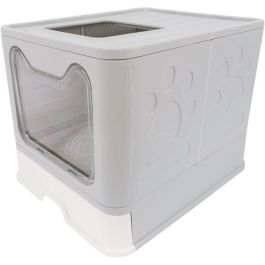 Casita de baño - M PETS - SILE TOP - Gris - 51 x 41 x 12,5 cm - Práctico cajón corredero extraíble, pala incluida