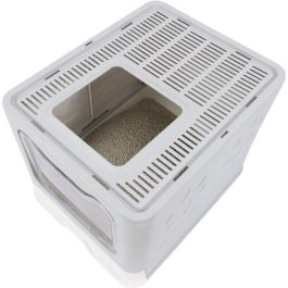 Casita de baño - M PETS - SILE TOP - Gris - 51 x 41 x 12,5 cm - Práctico cajón corredero extraíble, pala incluida