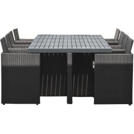 Conjunto de comedor de jardín empotrado - Negro - Mimbre de resina y bandeja de aluminio - 8 plazas - PVC-8-ALU-N - DCB GARDEN