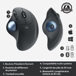 Ratón ergonómico - Inalámbrico - LOGITECH - ERGO M575 - Trackball - Grafito