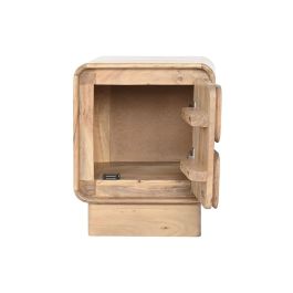 DKD Home Decor Mesita de Noche Moderna Cuadrada de Madera Acacia y MDF Natural 40x50x40 cm con 1 Puerta