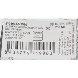 Anna Aceitera de Vidrio 250 ml con Tapon ABS, 4.8 cm x 24.5 cm x 4.8 cm (12 Unidades)