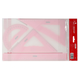 Safta Juego de Reglas Flexible Escuadra Cartabón con 3 Colores