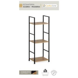 Confortime Estanteria 3 Niveles Metal-Madera Negra 84.5 x 25 x 5.5 cm