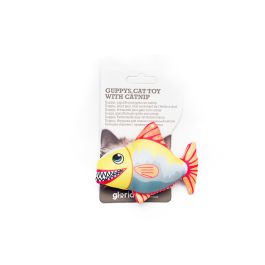 Gloria Guppys Juguete para Gato Pez con Plumas y Catnip de Lona para Jugar Lanzar o Solo