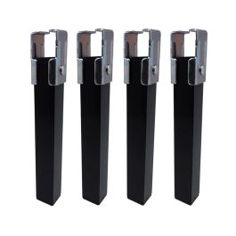Micel Juego de 4 Patas para Somier NE 96402, Acero, Negro, 35x35x250mm