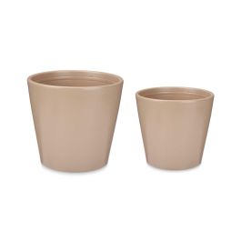 Ibergarden Set de 2 Macetas de Cerámica Cónica, Beige, 22 cm y 28 cm Ibergarden Set de 2 Macetas de Cerámica Cónica, Beige, 22 cm y 28 cm