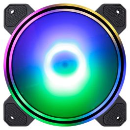 Hiditec N8-ARGB Ventilador para Caja PC Gaming ARGB Doble Anillo 120mm Negro Iluminación LED Multicolor y Pads Antivibración Silencioso