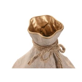 DKD Home Decor Jarrón Scandi de Metal y Cuerda Beige, Set de 3 (2 unidades), 23 x 35 x 23 cm
