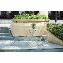 Juego de Bistro de Jardín Plegable en Acero Gris - Conjunto con Mesa (60x71 cm) y 2 Sillas (42x46x82 cm)
