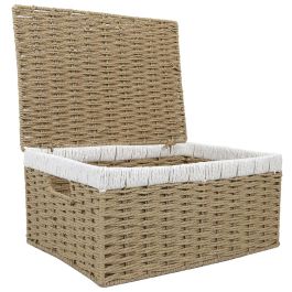 Home Deco Factory Juego de 3 Cajas de Almacenar con Tapa, Papel y Metal, Medidas Variadas