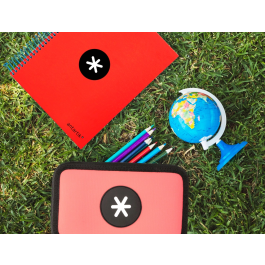 Antartik Plumier Escolar Doble Cremallera Coral 28 Piezas 200x125x45 mm