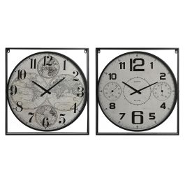 DKD Home Decor Reloj de Pared Loft Blanco Negro Metal MDF 6 x 65 x 62 cm (2 Unidades) Precio: 111.4999996. SKU: B16VK5767K