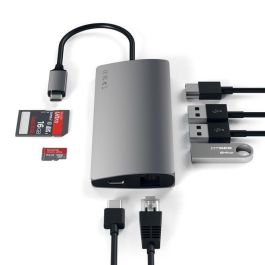 Satechi Adaptador Multi-Puerto Type-C con Ethernet V2 | USB-C PD, HDMI 4K, Lector Micro SD, Gigabit Ethernet