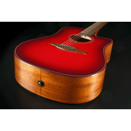 LAG Guitarra Acústica Electroacústica Dreadnought A/E Cutaway Edición Limitada Red Burst