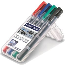 STAEDTLER 4007817348079 Rotulador Permanente Lumocolor duo, Doble Punta, Negro, Azul, Rojo, Verde, Blíster de 4 Unidades Precio: 23.68999952. SKU: B17N8EXNP2