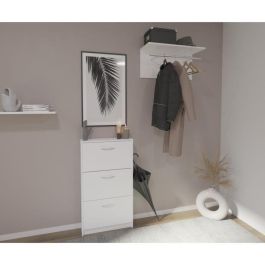 FMD 4029494118028 Zapatero Decoración Blanca 3 Solapas para 6 Pares - L58,5 x H104,5 x P17 cm - Fabricado en Alemania