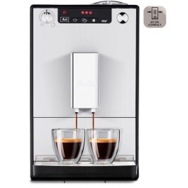 Melitta E950-103 Caffeo Solo Máquina de espresso automática, molinillo integrado, 15 bar, depósito 1.2L agua y 120g granos, Plata