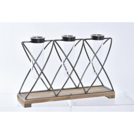 DKD Home Decor Jarrón Cristal Paulownia Metal Marron Negro Transparente 36.5 x 11.5 x 23.5 cm Precio: 22.49999961. SKU: S3031018