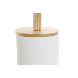 DKD Home Decor Escobillero Gres y Bambú Blanco Natural 10 x 38 x 10 cm
