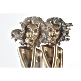 DKD Home Decor Figura Chica Resina Dorado Rojo Turquesa 10 x 35 x 9 cm (2 Unidades)