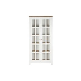 DKD Home Decor Vitrina Urban Colección Daniela 90x190x40 cm Blanco Marrón Mango Cristal Acacia con 2 Cajones y 4 Estantes