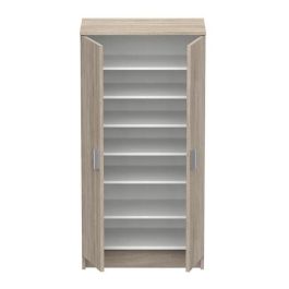 ZAPATAS Zapatero de estilo moderno en roble cepillado y blanco perla - L 54,6 cm ZAPATAS Zapatero de estilo moderno en roble cepillado y blanco perla - L 54,6 cm