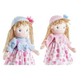 DKD Home Decor Muñeca Niña Rosa Azul 13 x 40 x 20 cm