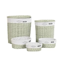 DKD Home Decor Cesta de Ropa Básicos Verde Mimbre y Poliéster Set de 5 - 37x56x51 cm Precio: 118.49999964. SKU: B1H86Z8QW4