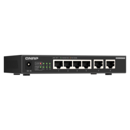 QNAP QSW-2104-2T-R2 Switch No Administrado 10G Ethernet, 4 Puertos 2.5GbE + 2 Puertos 10GbE, Escritorio Negro