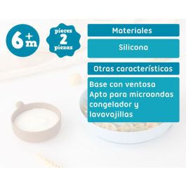 KioKids Plato de Silicona con 3 Compartimentos y Ventosa, Diseño Oso Azul para Bebés +6 Meses, Baby Led Weaning (BLW), Apto para Microondas y Lavavajillas