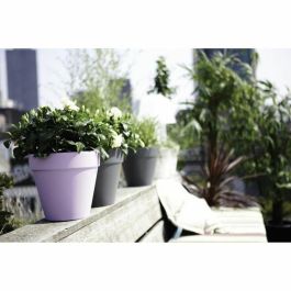 Elho Maceta Loft Urban Redonda, con depósito de agua para autorriego, perfecta para Balcón, Jardín o Terraza - Ø 20 cm Gris Cálido