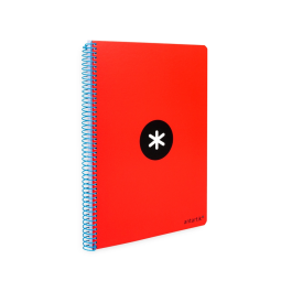 Antartik Cuaderno espiral A4 tapa dura 80 hojas 90gr cuadro 4mm con margen color rojo
