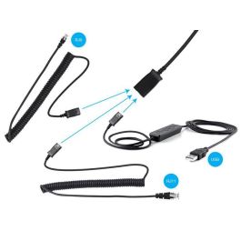 Sandberg Auriculares USB+RJ9/11 Headset Pro Stereo para Oficina y Trabajo con Micrófono Flexible y Conexión Inmediata