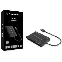 Conceptronic Lector de Tarjetas Externo USB 3.2 Gen 1 Negro Compatible con SD, microSD, MMC, MS Micro
