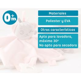 KioKids Set Doudou y Sonajero Gatito Rosa Suave, para Bebé +0 Meses con Mordedor y Sonidos, ayuda a conciliar el sueño
