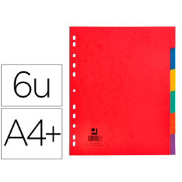 Q-connect Juego de 6 separadores cartulina brillo DIN A4+ multitaladro Precio: 1.49999949. SKU: B1GV4R22L4